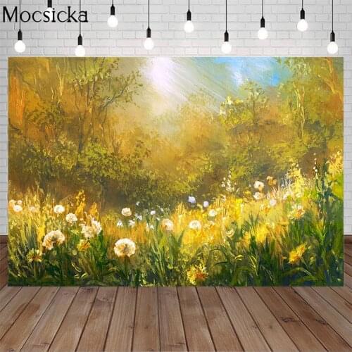 Mocsicka Natural Scenery Photography Background Flower Field Forest Backdrop Child Portrait Photo Decoration Props Studio