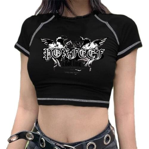 T-shirt street aesthetic bratz Rap hip hop Street Rock Harajuku Gothic shirt top clothes tshirt vintage clothing tee sleeve топ