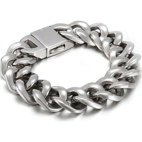 Jewels Store High Quality Classic Trend Mens Cuban Link Polished Stainless Steel Bracelet O-Chain Jewelry For Man JS29627-D