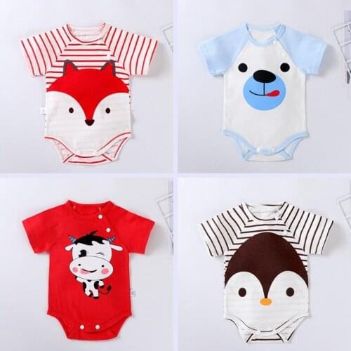 Newborn Baby Romper Infant Cotton Short Sleeve Boy Baby Onesie Clothes Girl Print Suit Born Crawling Baby 0-24M New