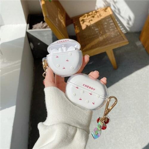 Cute Cherry Earphone Case For Huawei Freebuds Pro Cases For Huawei Freebuds 3 Headphone Earpods Charging Box with Keyring Funda