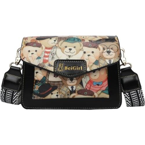Fashion Shoulder Bag Retro hit womens crossbody bag Female Designer Leather cute small bear cheap handbags 2021 womens bran