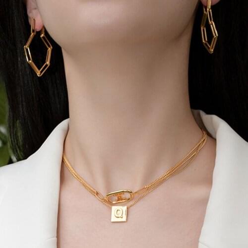 Fashion Stainless Medical Steel Chain Link Dangle Gold Earrings For Women Back Push French Style