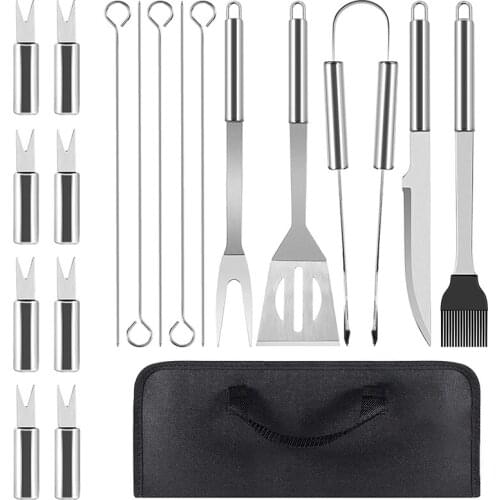 BBQ Tools Set, Grilling Accessories, 18 PCS Stainless Steel Grill Kit, Dad Grilling Gifts, Great Barbecue Utensil Tool