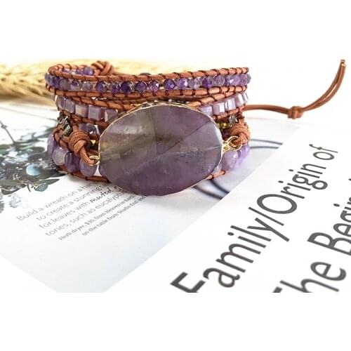 2021 New Natural Stone Bracelet Amethyst Braided Bracelet Bohemian Bracelet Sexy Lady Bracelet Beads