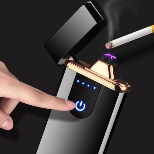 New Fingerprint Sensor Lighter Charging USB Double Arc Lighter Tobacco Accessories Gadgets for Men Technology Electric Lighter