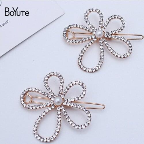 BoYuTe New Arrive 47*50MM Crystal Rhinestone Flower Hairpin Factory Supply Fashion Hair Clips for Women