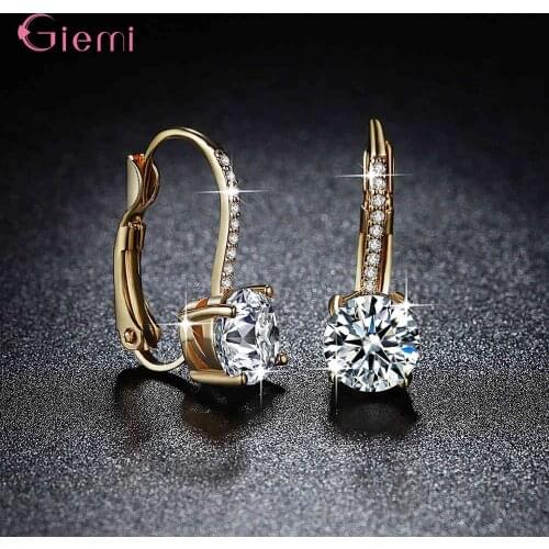 New Arrivals High Quality Korean Earrings Genuine 925 Sterling Silver Earrings With Sparkling Crystal Women Girls Birthday Gift