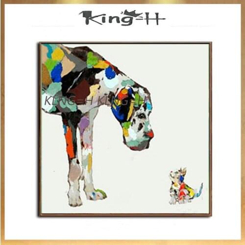 Pintura al óleo de perros adorables con arte abstracto pintado a mano 100% sobre lienzo en la mejor calidad, imagen de pared, de