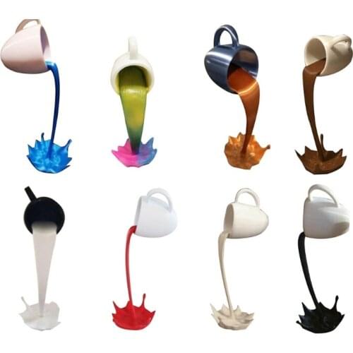 Floating Coffee Cup Sculpture Kitchen Decor Resin Pouring Spilling Mug Funny Statues Art Kitchen Coffee Shop Decoration