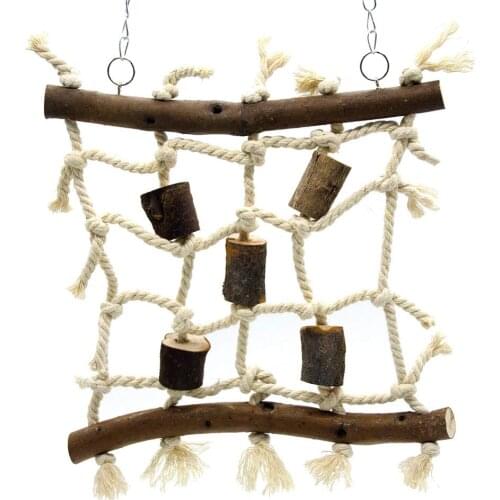 Parrot Toy Climbing Net for Small or Medium Woven Net Swing Bite Ladder Bridge Bird Cage Accessories Flexible Cage Wooden Toy