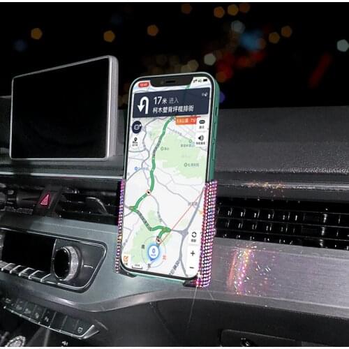 Portable Bling Rhinestones Universal Car Phone Holder for Mobile Phone Car Holder Stand Air Vent Mount Car Accerssories Women