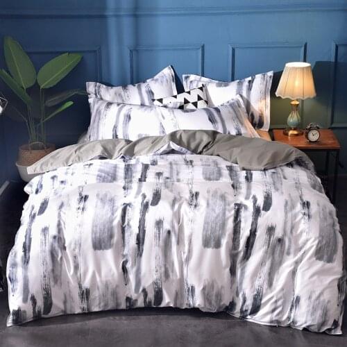 Nordic Bedding Set Stripe Feather Star Duvet Cover With Pillowcase Simple Bed Linens Single Double Queen King 220x240 Bedclothes