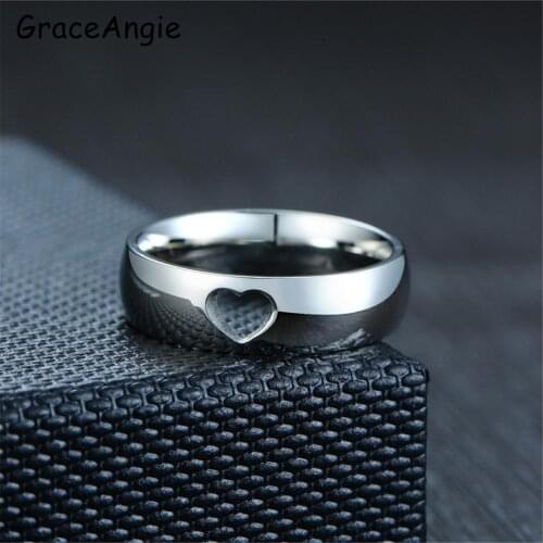 Drop Shipping stainless steel rings 6mm filled love Heart wedding Ring for men women engagement male female RingsColor