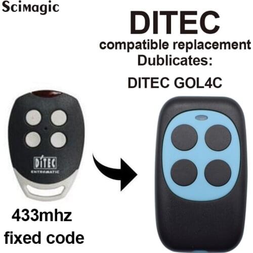 DITEC Remote Control For BIXLS2 BIXLP2 GOL4 BIXLG4 433MHz Rolling Code & GOL4C Fixed Code Garage Opener Command Transmitter