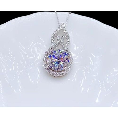 Luxury super big size 11x11mm pouring moissanite gem necklace for women jewelry 925 sterling silver gold plated birthday gift
