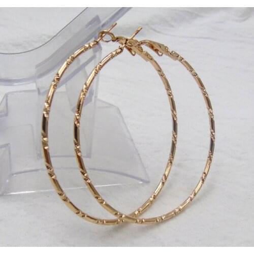 Fashion Jewelry 2 Color Big Hoop Earring For Women Simple Carved Large Circle Round Loop Earrings Statement Accessories Jewelry