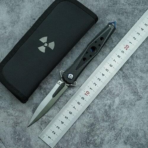 LEMIFSHE JR3392 folding knife D2 blade G10 carbon fiber handle outdoor camping survival kitchen knife fruit knife EDC tool knife