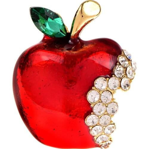 CINDY XIANG Rhinestone Enamel Apple Brooches Christmas Jewelry Western Christmas Eve Silent Holy Night Friends Festival Gifts