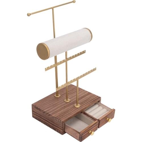3 Tier Jewelry Stand Tower with Wooden Drawer