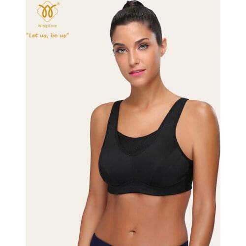 WingsLove Women Sport Bra Non Padded Full Coverage High Impact Wirefree Fitness Plus Size Bra