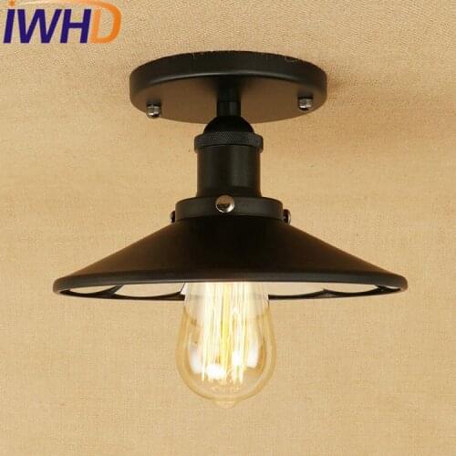 IWHD Loft Style Mirror Glass Iron Vintage Ceiling Light Fixtures Edison Industrial Ceiling Lamp Antique lights Home Lighting