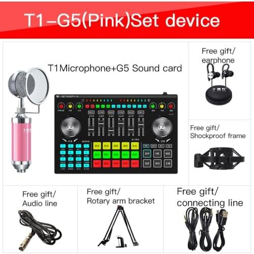 Bluetooth Live Sound Card USB Microphone Sound Effect Audio Mixer Webcast Voice Changer Sound Card with Multiple for Home Studio