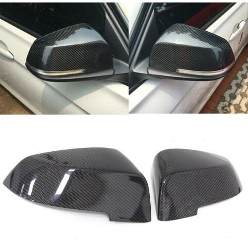1 Pair For BMW 5 6 7 Series F10 F11 2014-2016 F01 F02 Glossy Real Carbon Fiber Mirror Cover Replacement Style Rearview Side