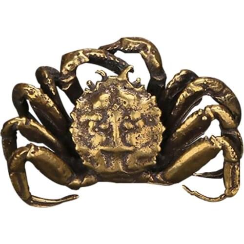 1Pc Bronze Crab Ornament Retro Adorable Crab Sculpture Crab Ornament for Office