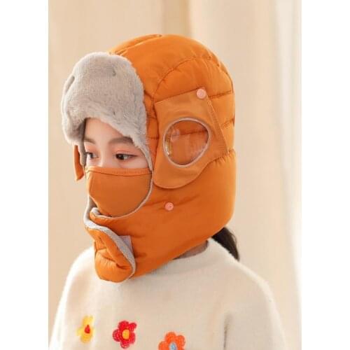 2020 New Glasses Bomber Hat For Boys and Girls 3-10 Years Old All-Match Ear Protection Outdoor Ski Warm Windproof Beanies Cap