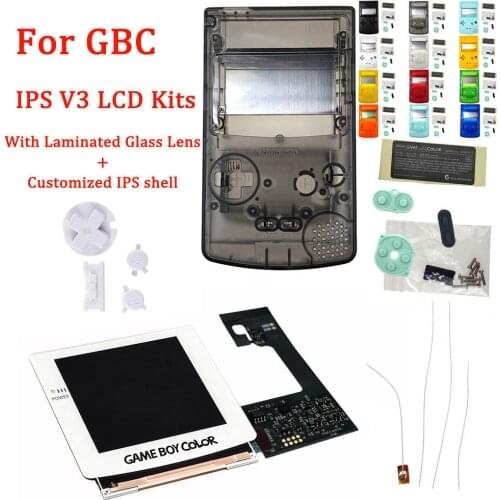 2021 IPS V3 White Laminated LCD Screen Kits with Customized IPS Housing Shell Buttons sets for GBC high light backlight LCD kits