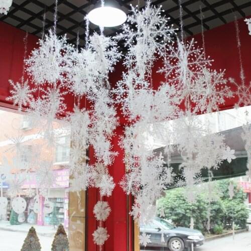 30pcs Christmas Party White Snowflake Decor For home Hanging Pendants New Year 2021 Gifts Xmas Tree Ornaments Window Decorations