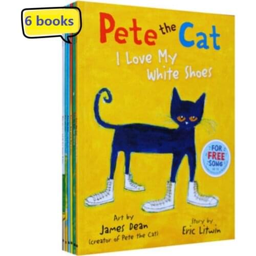 6 books/set I Can Read Pete The Cat English Picture Books Big size Children Story book Early Education Reading Book