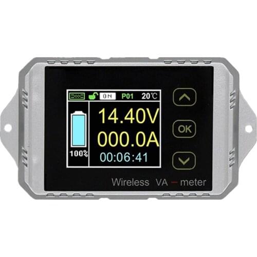 Wireless Digital DC Voltmeter Ammeter Multimeter for DC Voltage, Current, Power, Charge and Discharge Capacity, Temperature