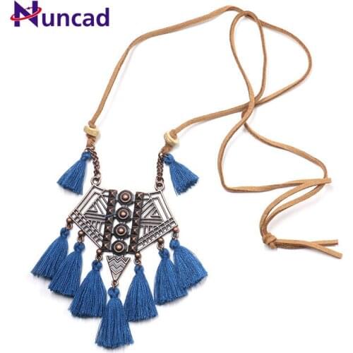 Bohemia Rope Chain Necklace Women Wedding Jewelry Vintage Geometry Hollow Out Sweater Necklace Boho Long Pendant Necklace