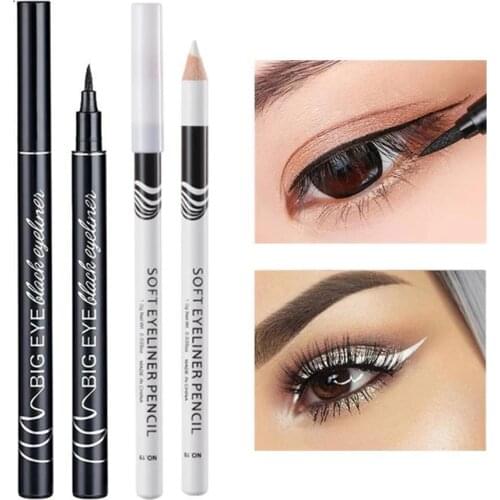 Black Eyeliner Liquid Pen Waterproof Long Lasting Quick Drying Smooth Makeup Beauty Matte White Superfine Eyeliner Eye Pencil