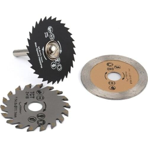 1/3pcs HSS Circular Saw Blades Home DIY Rotary Tool Cutting Disc Out Diameter 54.8mm Mini Parts for Wood Cutting Mandrel