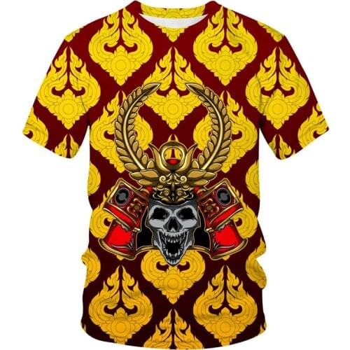Japanese style 3d Printed T Shirts Summer Tops New Male samurai Skull T -Shirts Short Sleeves O -Neck sweatshirt Men clothing