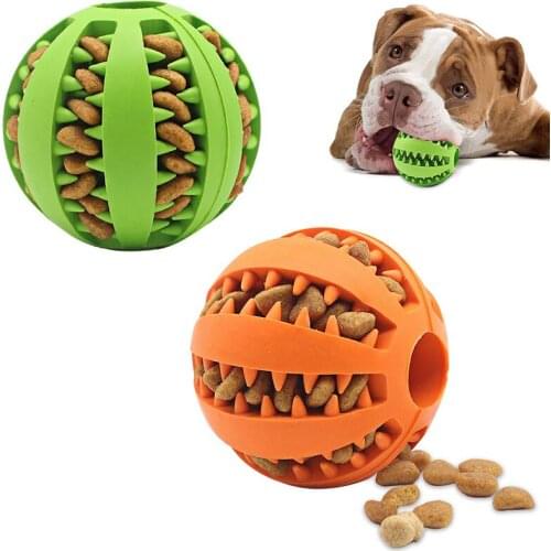 Dog Toy Ball Interactive Dog Toys Pet Food Treatment Feeders Tooth Cleaning Non-Toxic Bite-Resistant Natural Elastic Rubber Ball