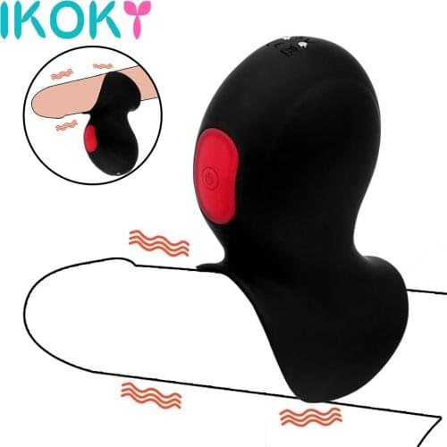 IKOKY 9 Speeds Penis Trainer Vibrators Delay Training Male Masturbator Glans Exercise Vibrator Sex Toys for Men USB Charging