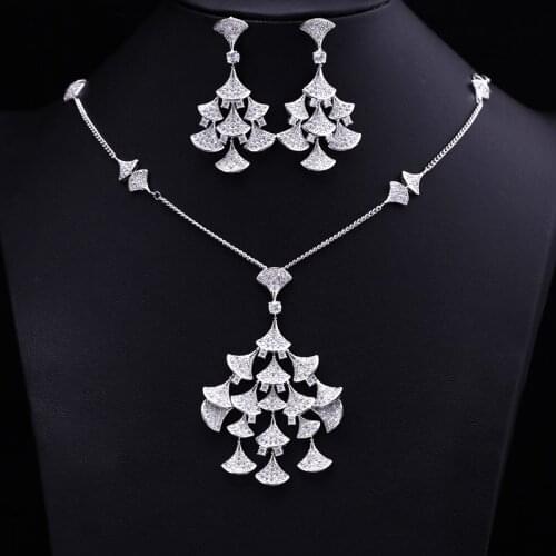 Janekelly Select Fashion AAA Cubic Zircon Flower Wedding Bridal Jewelry Sets ,Earrings /Necklace,Factory Price