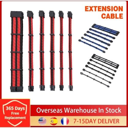 24Pin Nylon Weaving Copper Male To Female Universal ATX Extension Cable for CPU Computer Connectors Power Supply Dropshipping