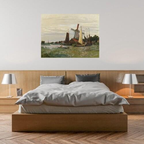 Claude Monet Painting Impressionist Windmill At Zaandam Landscape Photo to Canvas Oil Painting Wall Art Decoration Suppliers