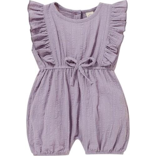 Pudcoco 0-18M Romper Baby Boy Girl Summer Sleeveless Ruffles Fashion with Belt Pullover Jumpsuit Playsuit Leotard Casual Trouser