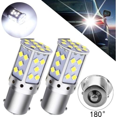 2Pcs White 1156 P21W BA15S 3030 35SMD LED Car Bulbs Wide Voltage 12V 24V For Reversing Reverse Lights, Turn Signal Lights