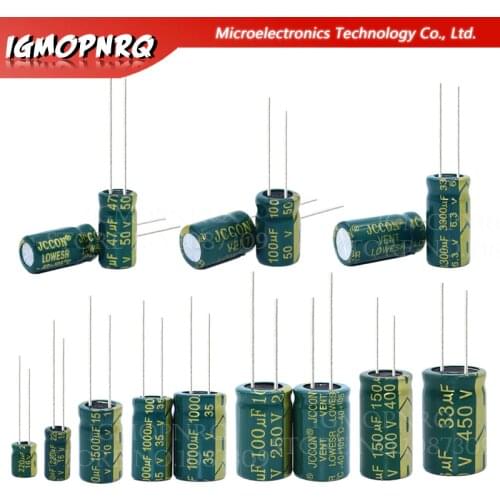 Capacitor 6.3V 10V 16V 25V 35V 63V 100V 250v 400V 100UF 220UF 330UF 470UF 680UF 1000UF 47UF 22UF 2200UF 2.2uf 3300uf 4.7uf