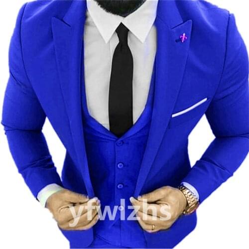Handsome One Button Groomsmen Peak Lapel Groom Tuxedos Wedding Dress Men Suits Blazer Prom Dinner (Jacket+Pants+Tie+Vest) B25