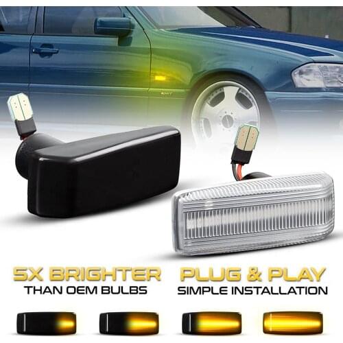 2Pcs Dynamic LED Side Marker Light Turn Repeater Lamps For Mercedes For Benz C E S SL CLASS W201 190 W202 W124 W140 R129