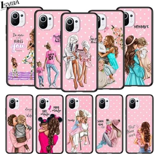 Hot Mom Love Baby for Xiaomi Mi 11 10T Note10 Ultra 5G 9 9T SE 8 A3 A2 A1 6X Pro Play F1 Lite 5G Black Phone Case