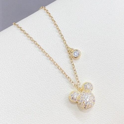 BOTU Cute Fresh Fashion Micro-Inlaid Zircon Pendant Necklace Female Mouse Simplicity Necklace Girls Gift for Women